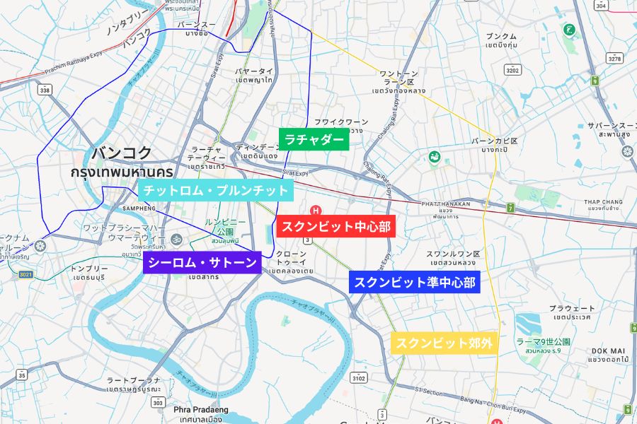 バンコクで日本人が暮らしやすいエリアは大きく6つ